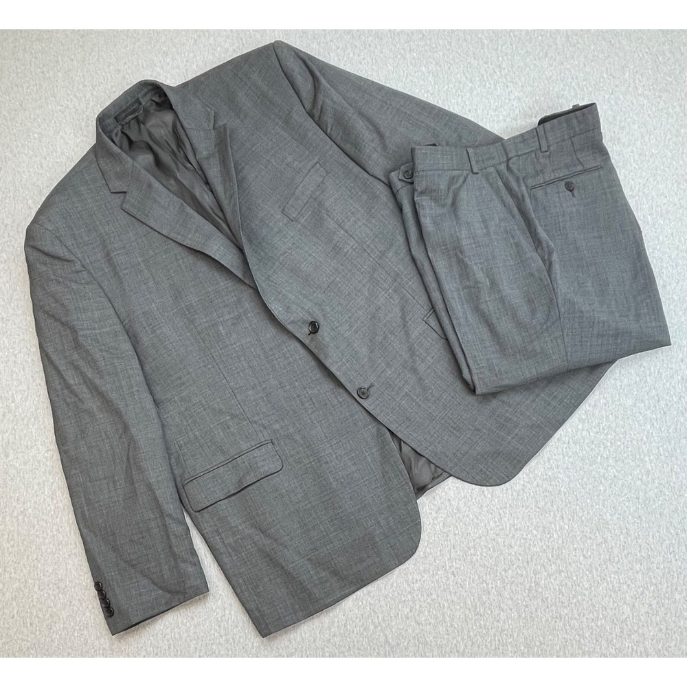 Lauren Ralph Lauren Suit Mens 50L Gray 100% Wool 2-Button Pants 42x32 - 2 Pcs